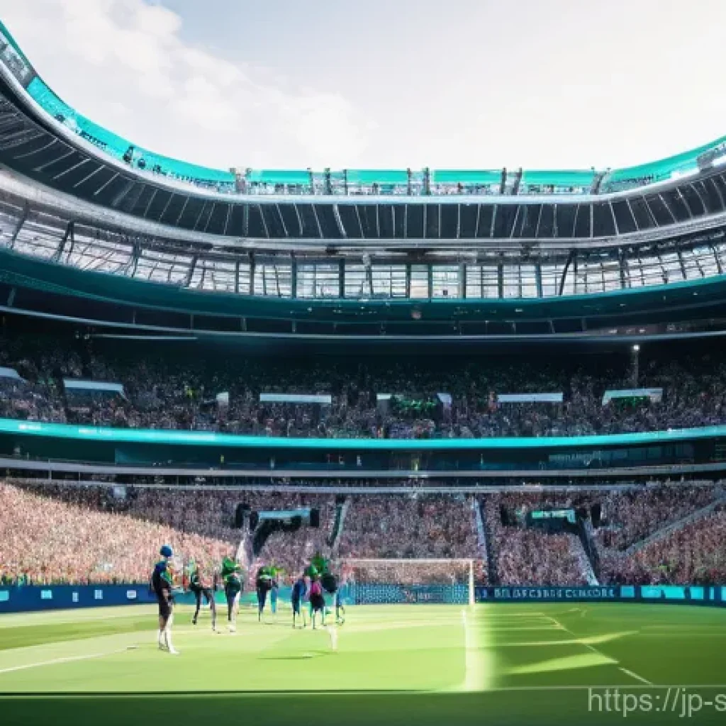 스포츠경영관리사와 코칭 기법의 중요성 - **Prompt:** A dynamic, futuristic sports stadium interior during an intense, high-stakes game. The a...