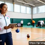 스포츠경영관리사와 장애인 스포츠 발전 - **Prompt:** A dynamic, modern indoor sports facility where a diverse group of people, including athl...